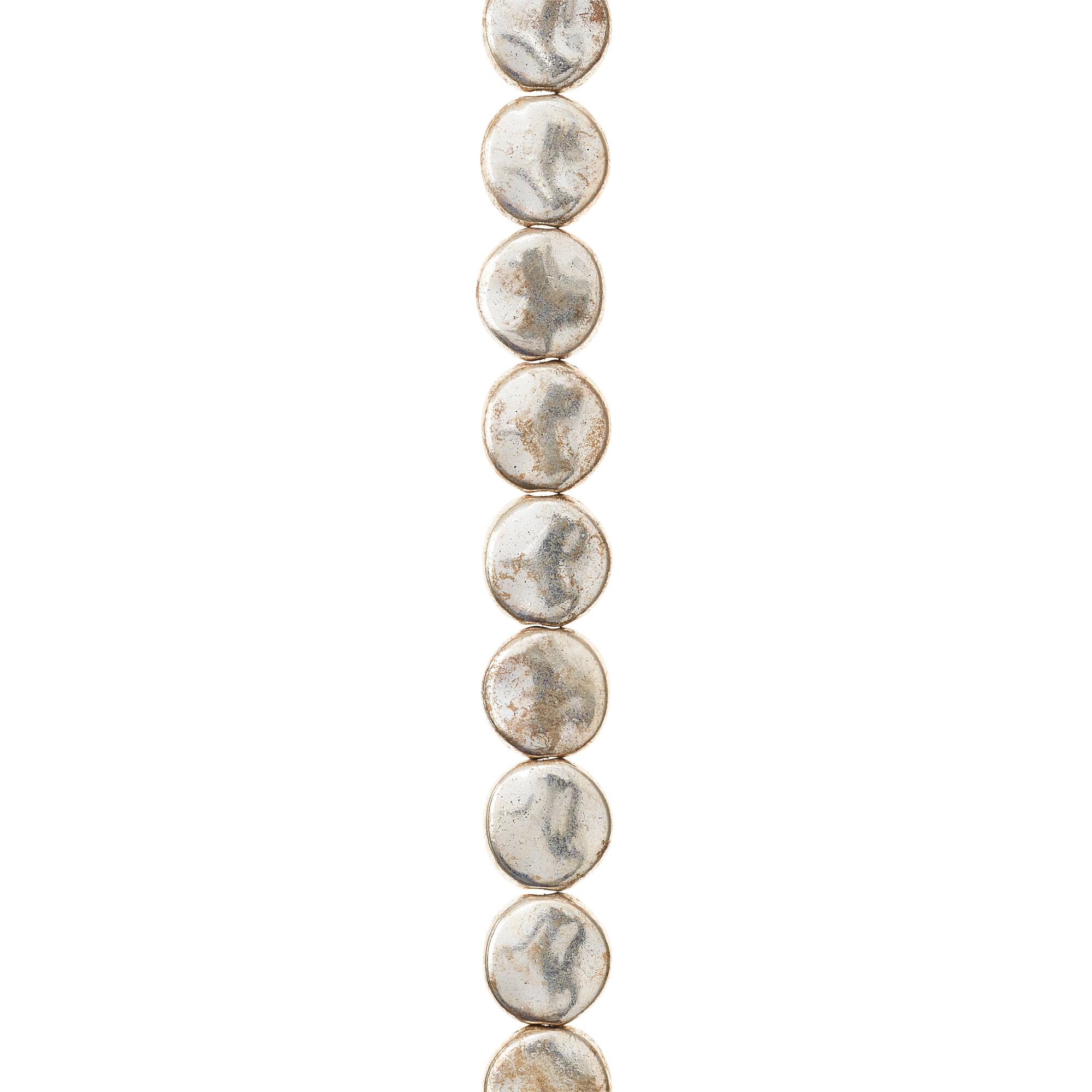 Sterling Silver-Plated Lentil Beads, 10mm by Bead Landing™